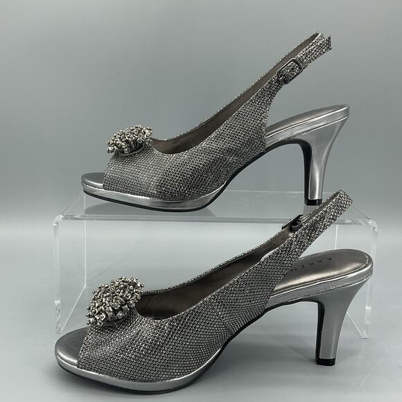 NEW Karen Scott Women’s Breena Slingback Peep-toe Pumps Pewter Size 6M - Picture 2 of 10